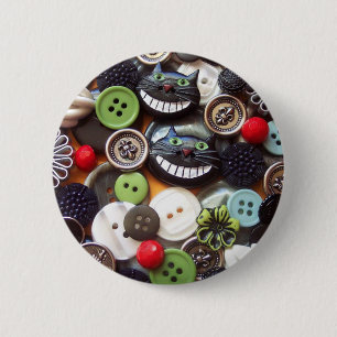 Collage with Black Cheshire Cat Buttons