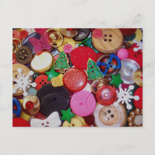 Collage with Christmas Tree Buttons Holiday Postcard