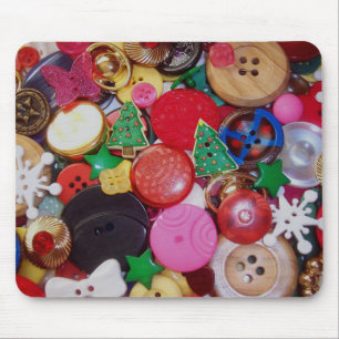Collage with Christmas Tree Buttons Mouse Mat