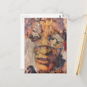 collage with face abstract mixed media postcard