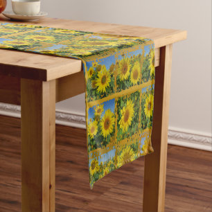 Collage, yellow, sunflowers , summer short table runner