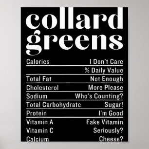 Collard Greens Nutrition Facts Thanksgiving Food C Poster