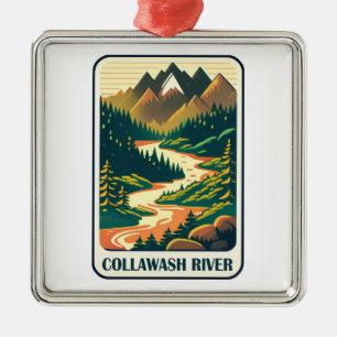 Collawash River Oregon Colours Metal Tree Decoration