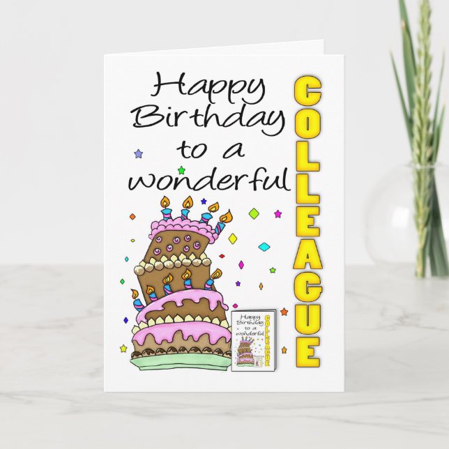 Colleague Birthday Card - Birthday Cake (Front)