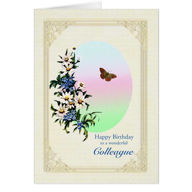 Colleague Birthday with Flowers (Front)