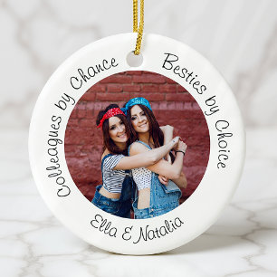 Colleagues by Chance Besties by Choice Photo Gift Ceramic Tree Decoration