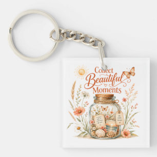 Collect Beautiful Moments Floral Memory Jar Key Ring