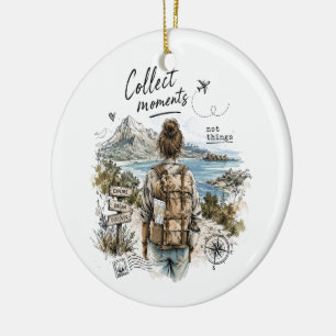 Collect Moments Not Things Travel Quote Ceramic Tree Decoration