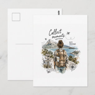 Collect Moments Not Things Travel Quote Postcard