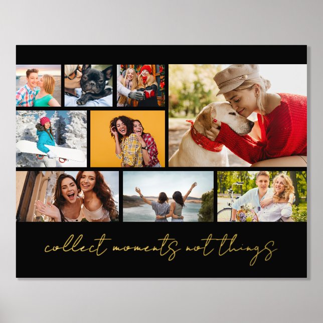 Collect Moments Script Multi Photo Collage Modern Foil Prints (Front)