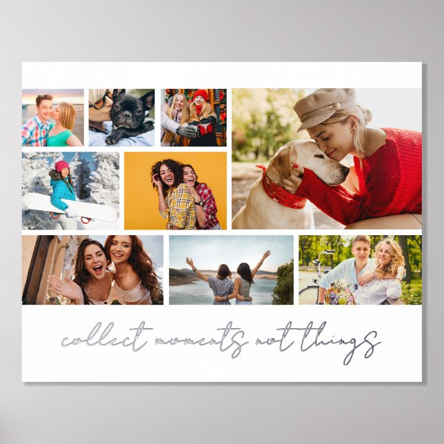 Collect Moments Script Multi Photo Collage Modern Foil Prints (Front)