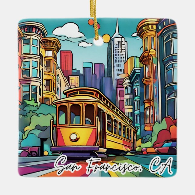 Collectable Christmas Ornament- San Francisco CA Ceramic Ornament (Front)