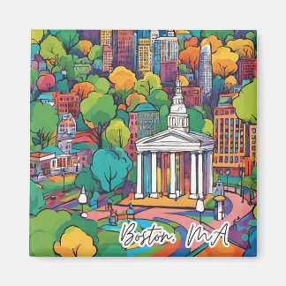 Collectable Funky City Magnet- Boston, MA Magnet