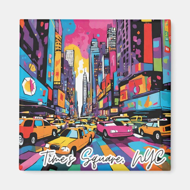 Collectable Funky City Magnet- Time's Square NYC Magnet (Front)