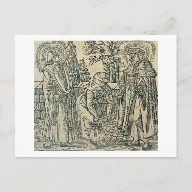 Collecting Herbs for Medicine, 1534 (woodcut) Postcard (Front)