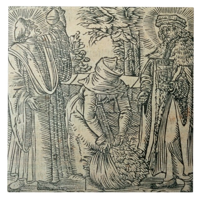 Collecting Herbs for Medicine, 1534 (woodcut) Tile (Front)