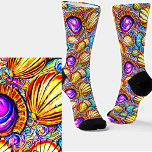 Collection Abstract Sea Shells Yellow Purple Aqua Socks<br><div class="desc">Collection of Abstract Sea Shells Socks - -  Images are mirrored for symmetry when being worn - - see more great sock designs in my store.</div>