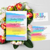Elegant Rainbow Watercolor Colourful LGBTQ Wedding Thank You Card