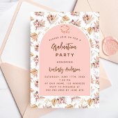 Pampas flowers rose gold luxury graduation party magnetic invitation