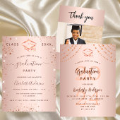 Graduation party rose gold stars year luxury magnetic invitation