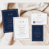 Minimal and Chic | Navy Blue Wedding Invitation