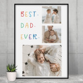 Modern Collage Photo Colourful Best Dad Ever Gift T-Shirt