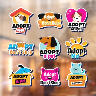 Collection of Adopt A Pet Cat or Dog Salon Window Cling