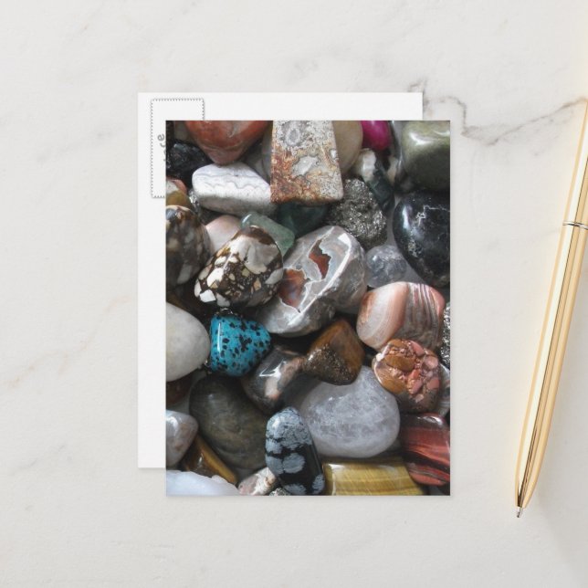 Collection of Beautiful Polished Rocks Postcard (Front/Back In Situ)
