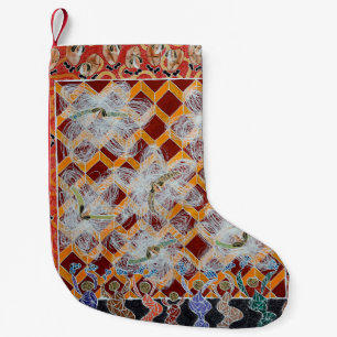 Collection of canvas masterpieces painted on canva small christmas stocking