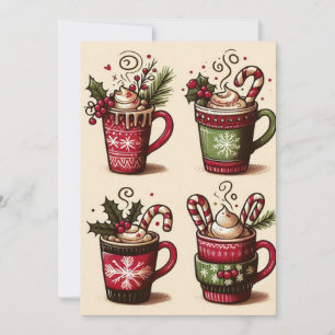Collection of festive coffee cups,Christmas decora Holiday Card