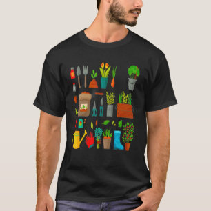 Collection of garden tools and plants T-Shirt