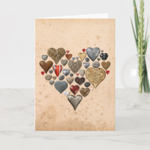 collection of hearts in a heart-shape holiday card