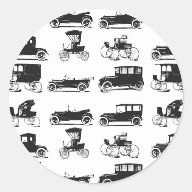 Collection of old and classic cars classic round sticker (Front)