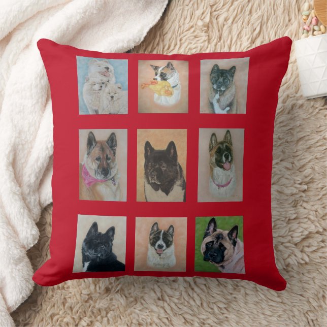 collection of pictures of akita dogs cushion (Blanket)