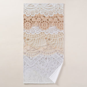 Collection of seamless ornamental floral lace trac bath towel