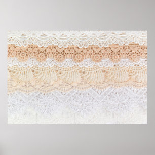 Collection of seamless ornamental floral lace trac poster