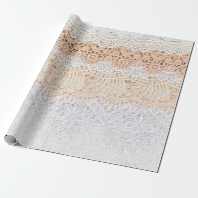 Collection of seamless ornamental floral lace trac wrapping paper (Unrolled)