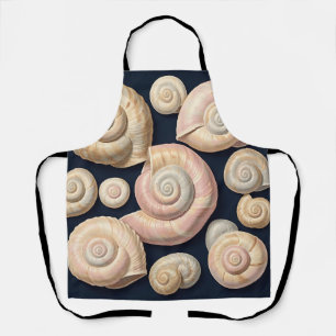 Collection of Spiral Seashells Beige Pink Nautical Apron