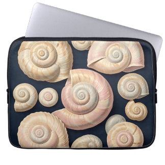 Collection of Spiral Seashells Beige Pink Nautical Laptop Sleeve
