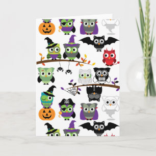 Collection Of Spooky Halloween Owls Card