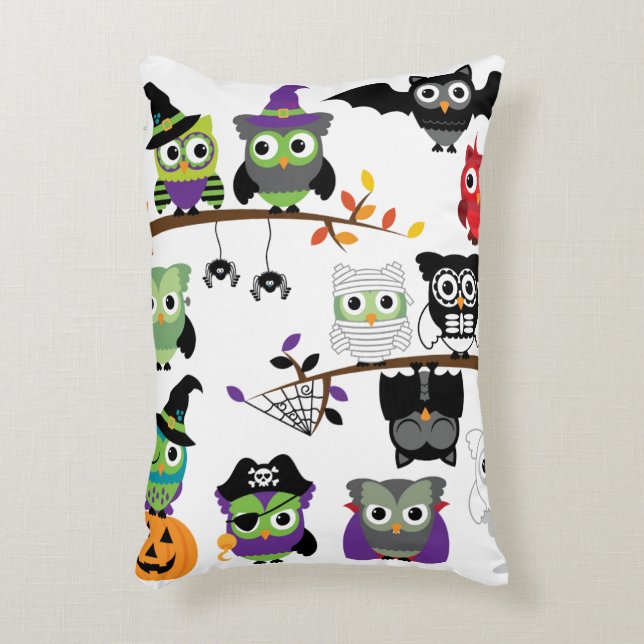 Collection Of Spooky Halloween Owls Decorative Cushion (Front(Vertical))
