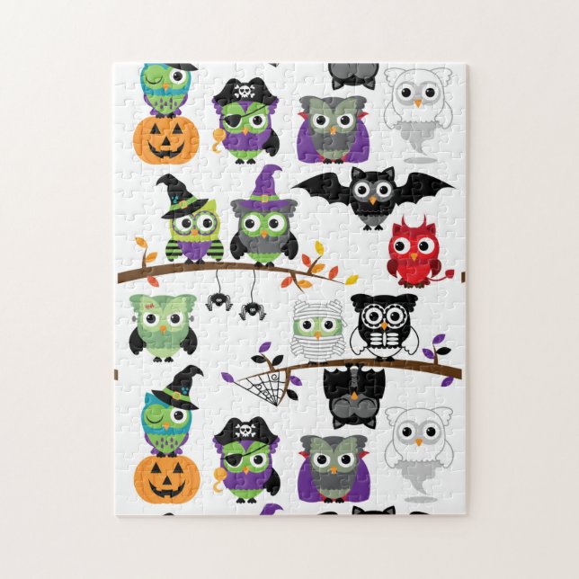 Collection Of Spooky Halloween Owls Jigsaw Puzzle (Vertical)