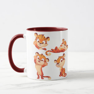 Collection Of Tiger Cartoons Draw & “be cool” text Mug