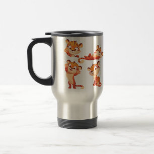 Collection Of Tigers cute Cartoons &“be cool” text Travel Mug