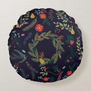 Collection of Vintage Style Hand Drawn Christmas H Round Cushion