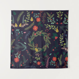 Collection of Vintage Style Hand Drawn Christmas H Tapestry
