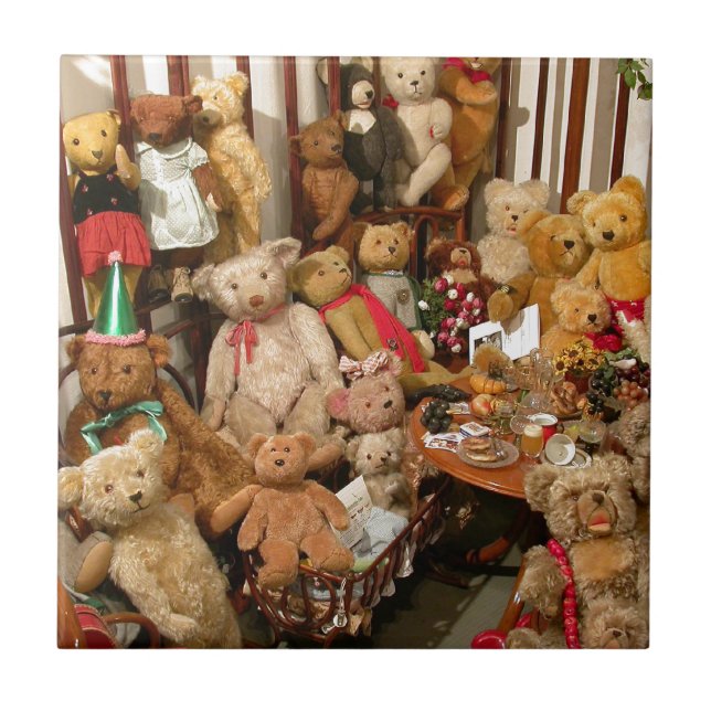 Collection Of Vintage Teddy Bears Tile (Front)