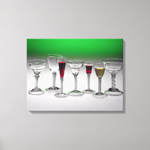 Collection of wine glasses with twist stems canvas print