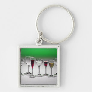 Collection of wine glasses with twist stems key ring