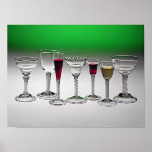 Collection of wine glasses with twist stems poster